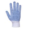 Rękawice nakrapiane PVC Portwest A111 Fortis Polka poliestrowe bawełniane mocne nakropione rękawiczki robocze niebiesko białe strona chwytna