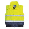 Kurtka Ostrzegawcza Bomber Portwest C465 ocieplana z kołnierzem futrzanym przeciwdeszczowa plamoodporna wodoodporna bomberka bhp drogowa do pracy żółto granatowa bezrękawnik