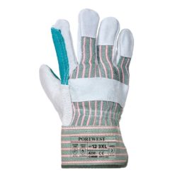 Rękawice Portwest A230 Rigger Skórzane Dwuwarstwowe rękawiczki do pracy skórkowe bhp rękawice ochronne pracownicze bezpieczne biało morskie szare strona wierzchnia