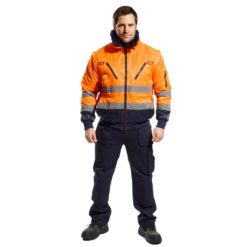 Kurtka Ostrzegawcza Pilot Portwest PJ50 Ocieplana pilotka robocza ochronna do pracy bhp ciepła ocieplana na jesień zimę do roboty z kieszeniami futro odblaskowa pomarańczowa z przodu model