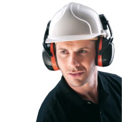 Nauszniki na Hełm ED 3C Ear Defender SNR 31 dB ochronniki słuchu wygłuszające wyciszające na kask do hełmu pomarańczowe czarne cerva sklep bhp środki ochrony indywidualnej na modelu