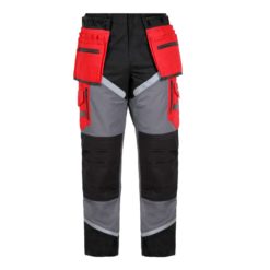 Spodnie Lahti PRO L40505 Monterskie w pas do pasa do pracy bhp na montaż spodnie robocze ochronne z pasami odblaskowymi przód