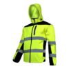 Kurtka Softshell Ostrzegawcza Lahti PRO L40919 Odpinane rękawy kurtka drogowa kamizelka bezrękawnik odblaskowa wysokiej widoczności softshell wiatrówka wodoodporna przeciwdeszczowa z kapturem żółta ze skosu