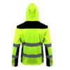 Kurtka Softshell Ostrzegawcza Lahti PRO L40919 Odpinane rękawy kurtka drogowa kamizelka bezrękawnik odblaskowa wysokiej widoczności softshell wiatrówka wodoodporna przeciwdeszczowa z kapturem żółta z tyłu