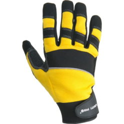 Warsztatowe Rękawice Robocze Lahti PRO L2808 wzmocnione rękawiczki ochronne do pracy PVC czarno żółte mocne wytrzymałe strona wierzchnia