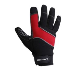 antypoślizgowe rękawice robocze Lahti PRO l2811 czarno czerwone z silikonem odblaskowe rękawiczki warsztatowe do pracy wysokiej jakości mikrofibra wzmocnione strona wierzchnia