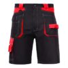 Ochronne spodnie robocze krótkie Lahti PRO L40704 spodnie krótkie do pracy bhp ochronne robocze mocne czarno czerwone z kieszeniami bawełniane ciuchy robocze