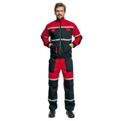 kurtka robocza tayra Spodnie Robocze do pasa Tayra Cerva czerwono czarne z odblaskami odporne dla mechaników z kurtką