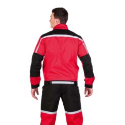 kurtka robocza tayra Spodnie Robocze do pasa Tayra Cerva czerwono czarne z odblaskami odporne dla mechaników z kurtką z tyłu