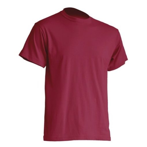 Mocna koszulka T-Shirt JHK TSRA burgundowa gram. 190g. do nadruku XS-3XL koszulka robocza koszulka reklamowa mocna wytrzymała bawełniana do pracy oddychająca komfortowa podkoszulka robocza