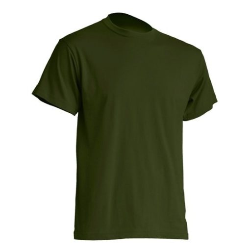 Mocna koszulka T-Shirt JHK TSRA zielona khaki gram. 190g. do nadruku XS-3XL koszulka robocza koszulka reklamowa mocna wytrzymała bawełniana do pracy oddychająca komfortowa podkoszulka robocza