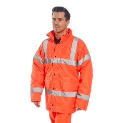 Kurtka Ostrzegawcza Portwest RT30 Pomarańczowa Ocieplana kurtka przeciwdeszczowa wodoodporna ocieplana ciepła zimowa jesienna do pracy drogowa robocza mocna na modelu