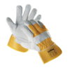 Rękawice robocze wzmacniane Eider, dostępne w rozmiarach od 9 do 12. Wzmocnienia ze skóry bydlęcej dwoinowej, podszewka w częsci chwytnej. żółte