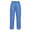 Spodnie Antyelektrostatyczne ESD Portwest AS11 spodnie w pas do pasa antystatyczne antyelektrostatyczne niebieskie na guzik pasek