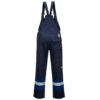 Ogrodniczki trudnopalne Bizflame Plus Portwest FR56 Klasa 2 spodnie na szelkach z szelkami robocze ochronne szwedy do pracy trudnopalne dla spawacza granatowe niebieskie tył