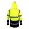 Kurtka ostrzegawcza ocieplana Lahti PRO L40907 Żółta kurtka drogowa zimowa do pracy ciuchy robocze wysokiej widoczności z kapturem wodoodporna ocieplona ciepła robocza ochronna żółta tył