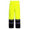 Spodnie ocieplane ostrzegawcze Lahti PRO L41002 Żółte spodnie ochronne robocze drogowe odblaskowe do pracy ciuchy robocze wysokiej widoczności dwukolorowe z odblaskami w pas do pasa tył