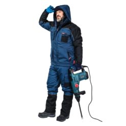 Kurtka ocieplana Lahti PRO LPKZ1 odzież firmowa kurtka robocza do pracy ochronna bhp zimowa na zimę ocieplona z ociepliną niebiesko czarna ciepła wodoodporna na modelu