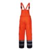 Ogrodniczki ocieplane ostrzegawcze Lahti PRO L41102 szwedy na szelki z szelkami spodnie ochronne robocze odblaskowe wysokiej widoczności do pracy drogowe ciuchy robocze szwedzkie pomarańczowe z granatowym tył