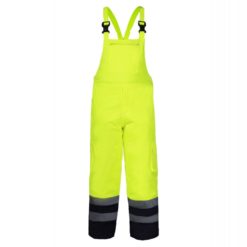 Ogrodniczki ocieplane ostrzegawcze Lahti PRO L41103 szwedy na szelki z szelkami spodnie ochronne robocze odblaskowe wysokiej widoczności do pracy drogowe ciuchy robocze szwedzkie żółte z granatowym przód