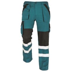 Spodnie robocze odblaskowe max reflex rflx zielone czarne z dwoma paskami odblaskowymi na dole