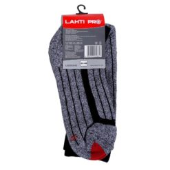 Skarpety termiczne Lahti PRO L30906 wysokie długie skarpetki zimowe do pracy robocze na zimę ocieplane czarne z szarym mocne elastyczne zawieszka