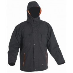 Kurtka ocieplana Emerton kurtka zimowa na zimę gruba z kieszeniami zimówka czarna z kapturem regulowana mocna robocza ochronna bhp firmowa