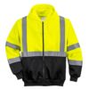Bluza ostrzegawcza z kapturem Portwest B315 bluza ciepła ocieplona z odblaskami odblaskowa ostrzegawcza dwukolorowa 20471 dla drogowców roboty drogowe odzież robocza odzież bhp ochronna do pracy czarna żółta kaptur