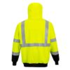Bluza ostrzegawcza z kapturem Portwest B315 bluza ciepła ocieplona z odblaskami odblaskowa ostrzegawcza dwukolorowa 20471 dla drogowców roboty drogowe odzież robocza odzież bhp ochronna do pracy czarna żółta tył