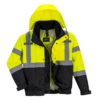 Kurtka ostrzegawcza Bomber 3 w 1 Premium Portwest S365 kurtka bomberka bomber ocieplana z podpinką ciepła kurteczka drogowa ostrzegawcza do pracy ochronna robocza bhp odzież wierzchnia mocna żółta czarna rozpięta