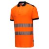 Koszulka ostrzegawcza polo Vision Portwest T180 koszulka z kołnierzykiem do pracy robocza ochronna bhp ostrzegawcza z odblaskami dla drogowców pomarańczowa bawełniana bok