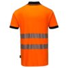 Koszulka ostrzegawcza polo Vision Portwest T180 koszulka z kołnierzykiem do pracy robocza ochronna bhp ostrzegawcza z odblaskami dla drogowców pomarańczowa bawełniana tył