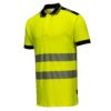 Koszulka ostrzegawcza polo Vision Portwest T180 koszulka z kołnierzykiem do pracy robocza ochronna bhp ostrzegawcza z odblaskami dla drogowców żółta bawełniana bok