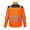 Kurtka Ostrzegawcza Softshell Vision Portwest T402 kurtka cienka przeciwdeszczowa wiatrówka odblaskowa drogowa mocna wzmacniana ochronna bhp z odblaskami dla drogowców wiatroodporna pomarańczowa czarna tył