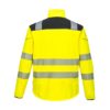 Kurtka Ostrzegawcza Softshell Vision Portwest T402 kurtka cienka przeciwdeszczowa wiatrówka odblaskowa drogowa mocna wzmacniana ochronna bhp z odblaskami dla drogowców wiatroodporna żółta czarna tył