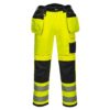 Spodnie Ostrzegawcze do pasa Vision Portwest T501 odblaskowe drogowe mocne spodnie do pasa w pas z nakolannikami kieszenie kaburowe bhp dla drogowców z pasami odblaskowymi żółte
