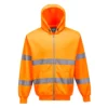 Bluza ostrzegawcza z kapturem Portwest B305 bluza robocza ochronna bhp na suwak do pracy odzież ochronna drogowa dla drogowców z odblaskiem odblaskowa en 471 en 20471 z troczkami pomarańczowa