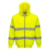 Bluza ostrzegawcza z kapturem Portwest B305 bluza robocza ochronna bhp na suwak do pracy odzież ochronna drogowa dla drogowców z odblaskiem odblaskowa en 471 en 20471 z troczkami żółta