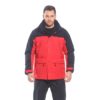 Kurtka oddychająca 3w1 Portwest Orkney S532 kurtka ocieplana ciepła wiatroszczelna przeciwdeszczowa wodoodporna korporacyjna firmowa mocna z polarem oddychająca czerwona czarna portwest na modelu