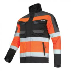 Kurtka Ostrzegawcza Lahti PRO L40412 pomarańczowa SLIM-FIT kurtka bluza robocza ochronna odblaskowa drogowa bhp mocna wzmacniana z odblaskami dopasowana pomarańczowa czarna