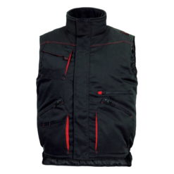 Kamizelka DELTA PLUS DMACHGIW bezrękawnik czarny ciepły na zimę z kieszeniami mocny wytrzymały delta plus panoply ciuchy robocze odzież bhp czarny czerwony