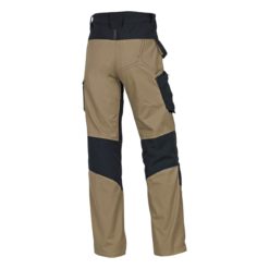 Spodnie robocze DELTA PLUS M5PA2 spodnie w pas do pasa mocne wzmacniane cordura oxford potrójne szwy wytrzymałe ciuchy robocze odzież robocza beżowe piaskowe czarne tył