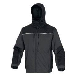 Wiatrówka przeciwdeszczowa DELTA PLUS Otake kurtka cienka wiatrówka przeciwdeszczowa na deszcz z odblaskiem wzmacniana z kapturem kurteczka na deszcz czarna szara grafitowa