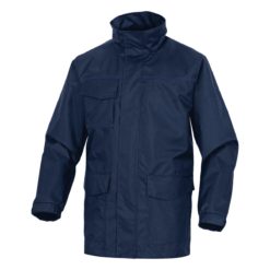 Lekka kurtka robocza DELTA PLUS SLIGO przeciwdeszczowa wodoodporna lekka wiatrówka długa z odblaskiem robocza ochronna bhp granatowa niebieska