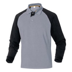 Koszulka Polo DELTA PLUS Turino Długi Rękaw polówka robocza do pracy ciuchy robocze długi rękaw z kołnierzykiem podkoszulek ciuchy czarna szara