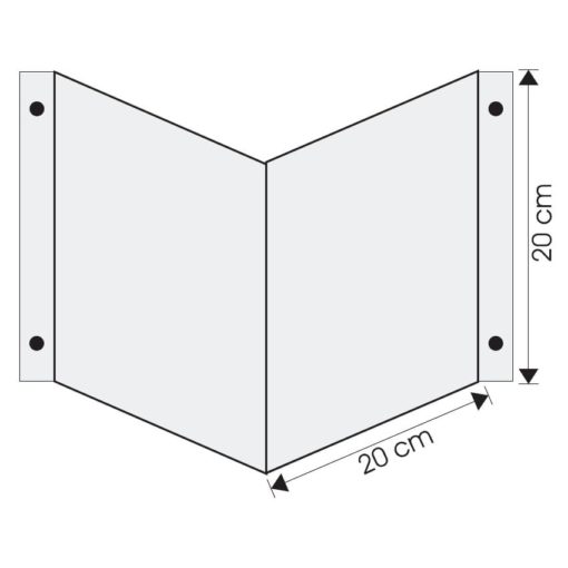 Wysięgnik wewnętrzny podwójny ścienny 20x20cm do zawieszenia piktogramu ewakuacyjny mocny na śruby do ściany mleczny biały nośnik gięty znak 3d