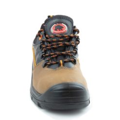 Półbuty robocze BEARFIELD K09 S3 SRC Metal Free buty bezpieczne obuwie ochronne do pracy z blachą z podnoskiem wytrzymałe skórkowe skórzane dla brukarzy s3 antypoślizgowe src wytrzymałe brązowe czarne z przodu