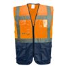 Kamizelka ostrzegawcza Portwest C476 Executive Warsaw narzutka odblaskowa ostrzegawcza z odblaskiem drogowa na suwak dwukolorowa iso 471 2 klasa odzież robocza ochronna bhp mocna pomarańczowa granatowa