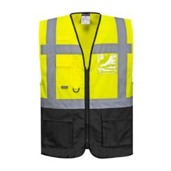 Kamizelka ostrzegawcza Portwest C476 Executive Warsaw narzutka odblaskowa ostrzegawcza z odblaskiem drogowa na suwak dwukolorowa iso 471 2 klasa odzież robocza ochronna bhp mocna żółta czarna
