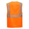 Kamizelka Ostrzegawcza Portwest L474 LED Executive Orion kamizelka robocza odblaskowa do pracy ochronna bhp ciuchy robocze en 471 en iso 20471 klasa 2 z kieszeniami na suwak ze światełkiem led mocna pomarańczowa sklep bhp odzież ochronna tył